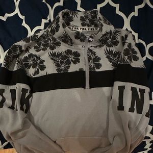 Grey-blue PINK 1/4 zip size L kangaroo pocket